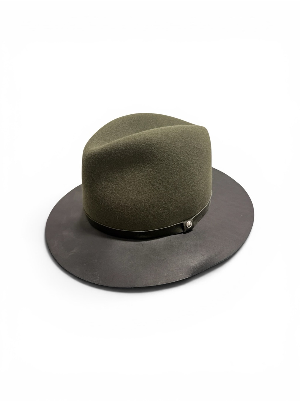 Rag & Bone Olive and Black Leather Floppy Brim Hat